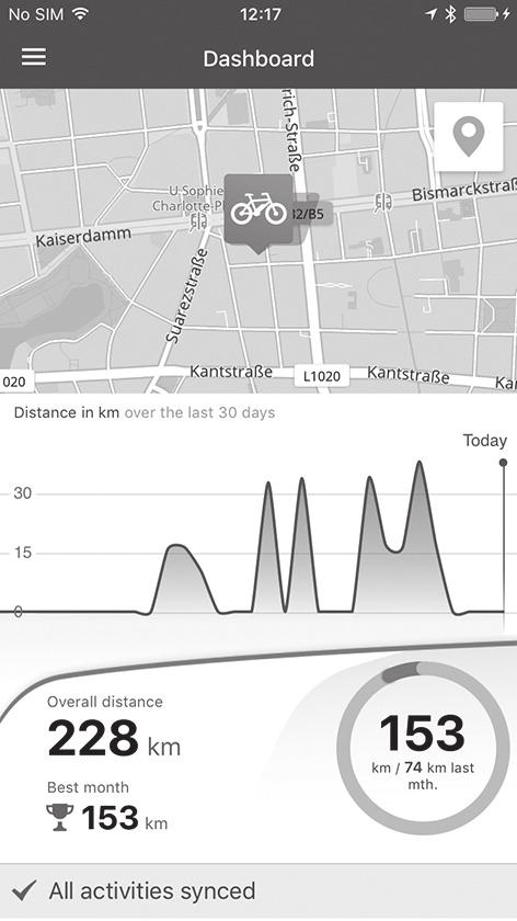 Magyar 46 Menüpont Dashboard (Műszerfal) Ebben a menüpontban a kerékpár aktuális elhelyezkedése egy térképen jelenik meg, amely