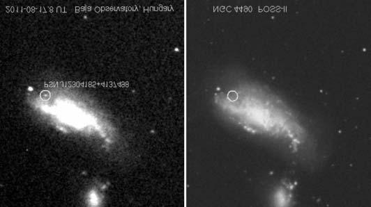 A Bács-Kiskun Megyei Csillagvizsgáló Intézet 2010 2012 289 PSN J12304185+4137498 2011-08-17.8 UT Baja Observatory, Hungary NGC 4490 POSS-II 1. ábra.