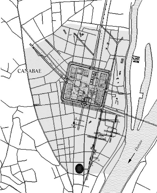 NÉMETH MARGIT Canabae Duna 14. kép. Az aquincumi katonaváros és legiotábor a 3. században. Közigazgatási negyed, középületek Duna Helytartói palota Castra legionis 2. 3. század Közigazgatási épületetek Castra legionis 4.