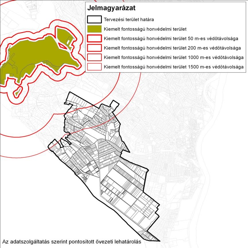 Budapesti Agglomeráció Területrendezési Terve 2. számú melléklet Szerkezeti terv Kiemelt fontosságú honvédelmi terület elhelyezkedése és védőterületei. A 2014.