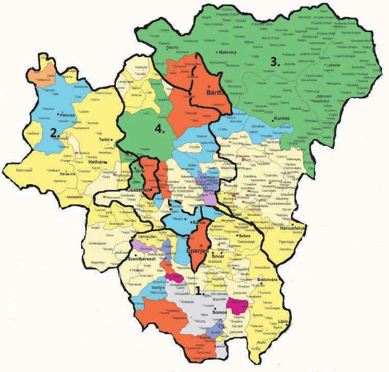 ILLUSZTRÁCIÓK ÉS TÁBLÁZATOK Kádas István Szolgabírói társadalom Sáros megyében a 15. század elején című tanulmányához 1. Sáros megye járásai és szolgabírói 1 1 A térkép Engel P.