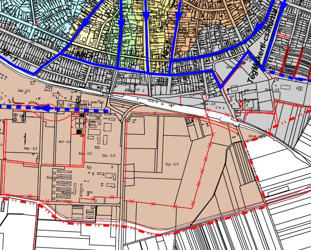 Az itt régóta kijelölt távlati ipari terület ellátása, a közeli belterületi csatlakozás lehetőségeként volt előirányozva, de konkrét befektetők híján (illetve a terület magán tulajdona) miatt, a