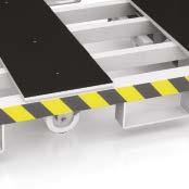 Assembling or dismantling the handle allows the platform to be adapted for stacking or manual handling VÁLASZTHATÓ GUMI KÉSZÜLÉK A FELSŐ FELÜLETEN OPTIONAL