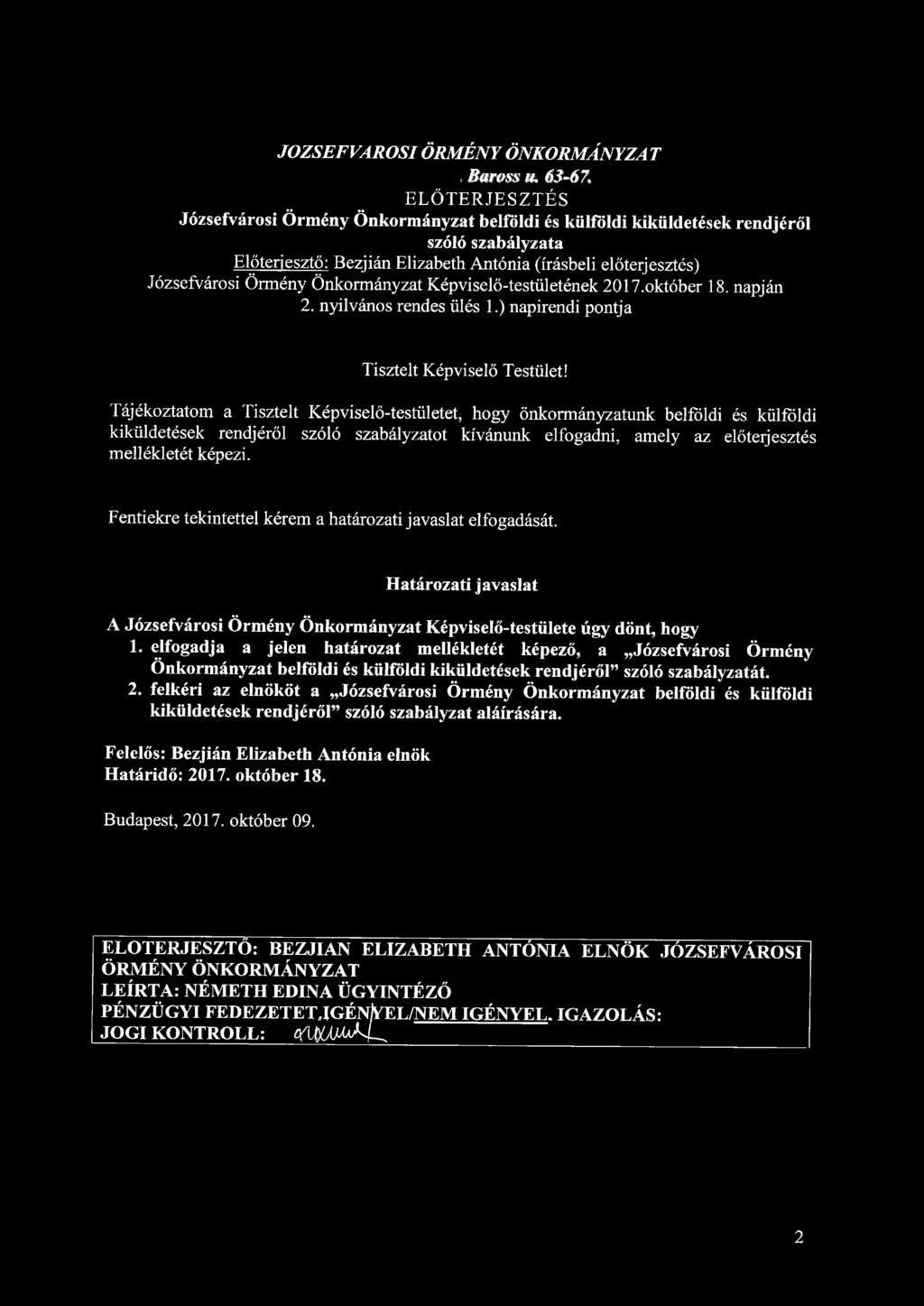JOZSEFVAROSI ÖRMÉNY ÖNKORMÁNYZA T «Baross u.