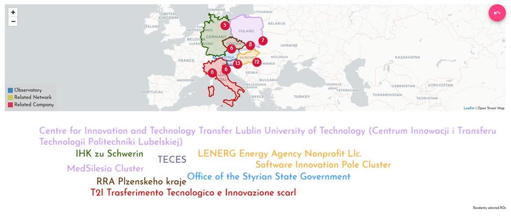 REGIONÁLIS OBSZERVATÓRIUMOK KOMPETENCIA TÉRKÉPE ELÉRHETŐSÉGE: