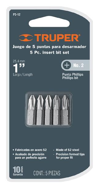 12 17781 P5-21 Bit hegy, hosszú, PH1, 5 db/cs. 12 17782 P5-22 Bit hegy, hosszú, PH2, 5 db/cs.