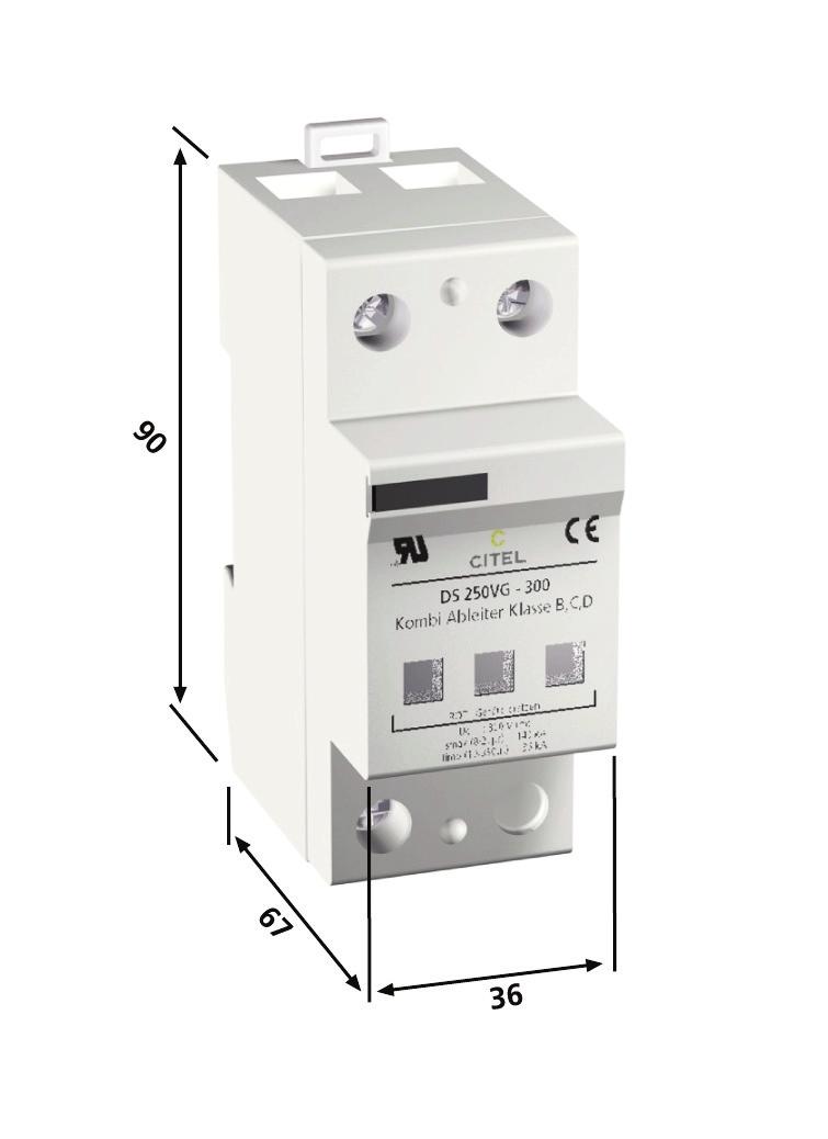 A DS 250VG-300 típusú villámáram-levezetõt a központi áramellátó berendezések védelmére fejlesztette ki a gyártó. Védelmet biztosít közvetlen villámcsapás és minden egyéb ipari túlfeszültség ellen.
