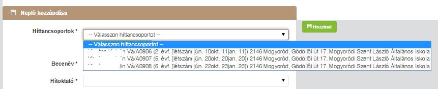 A nyilacskára klikkelve lenyílnak a korábban már rögzített hit-és erkölcs, valamint