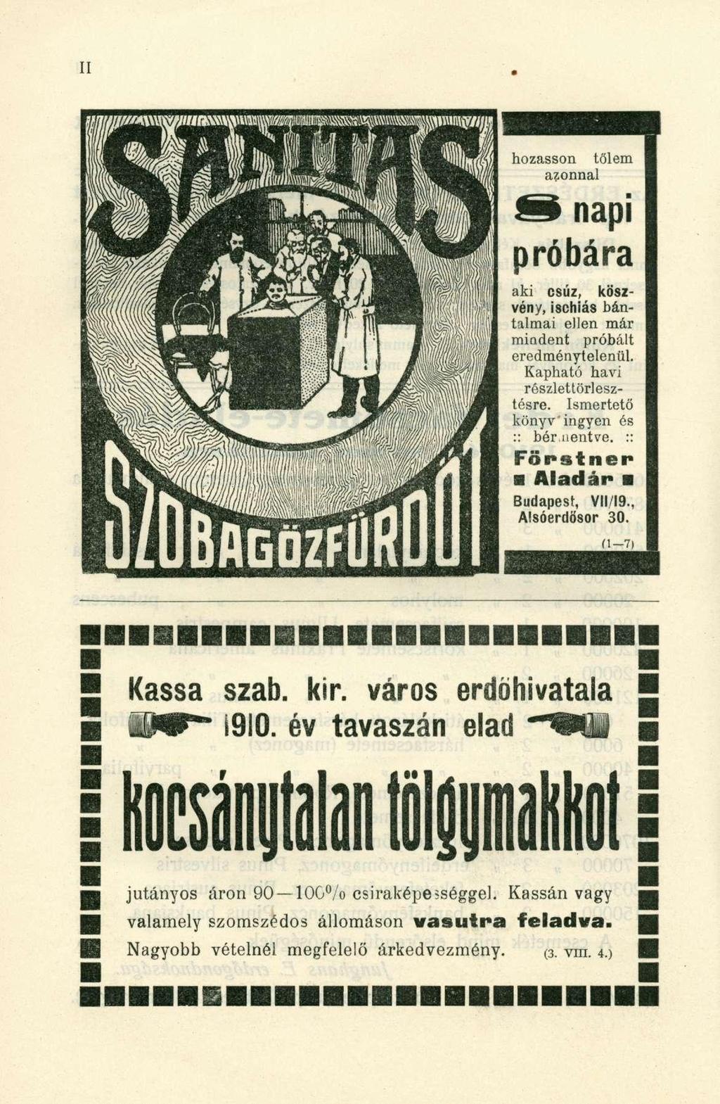 Kassa szab. kir. váro s erdöhivatal a ipt- 1910.
