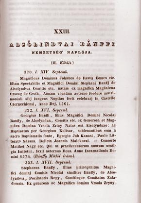 Elek Séllyei, Dnevnik donjolendavskoga roda obitelji Bánffy. Znanstveni arhiv, 9. svezak, 1841. primjerak iz OSZK-a 4. György Kulcsár, Az halálra valo keszöletröl rövid tanossag.