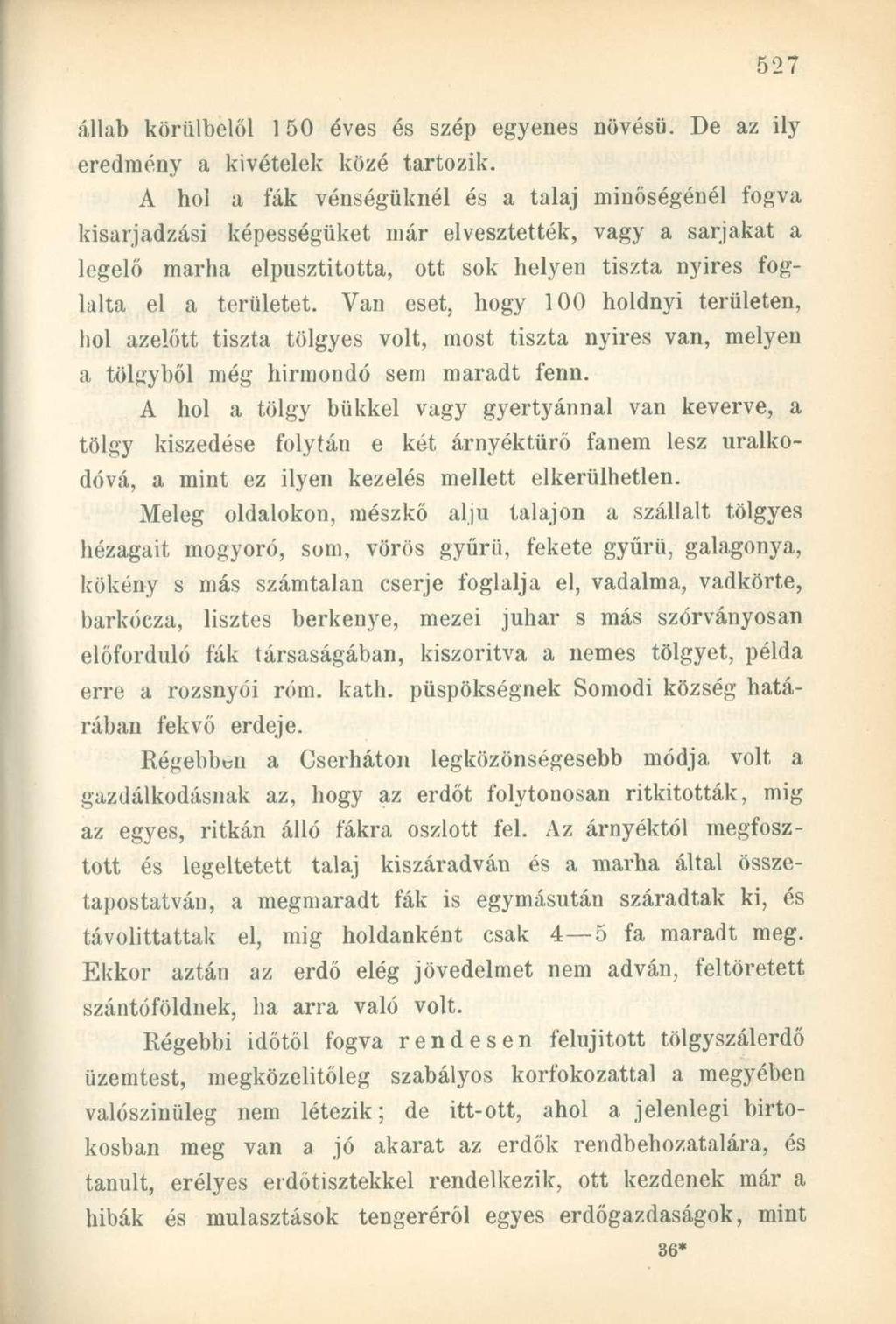 állab körülbelől 150 éves és szép egyenes növésű. De az ily eredmény a kivételek közé tartozik.