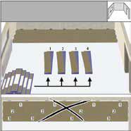 6 Javasolt fektetési irány a beeső fő fényforrással párhuzamosan. A padló panelek összeillesztésével létrehozott felület.