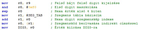 Lab12_2a feladat: A TMP121 olvasása Az egyes digitek konvertálása a következő utasításokkal végezhető el: Ugyanezt kell elvégezni mind a