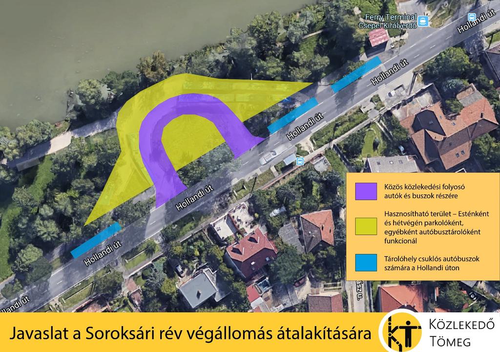 4. Javaslat a Soroksári rév végállomás átalakítására A végállomás megléte önmagában kritikus fontosságú, azonban kétségtelen tény, hogy nincs szükség a teljes területre, melyet elfoglal.