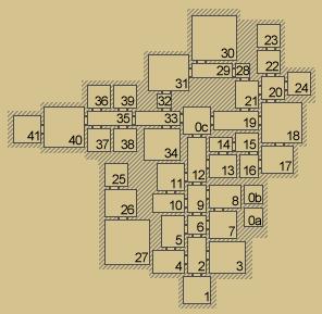 14.A kapcsolót Lever nyomjuk felfelé. 23.Álljunk a síremlék elé és essünk le. 24.Tegyük el a dobozokat a földről Casket. Használjuk a Teleport Spell-t, hogy kijussunk innen. 37.