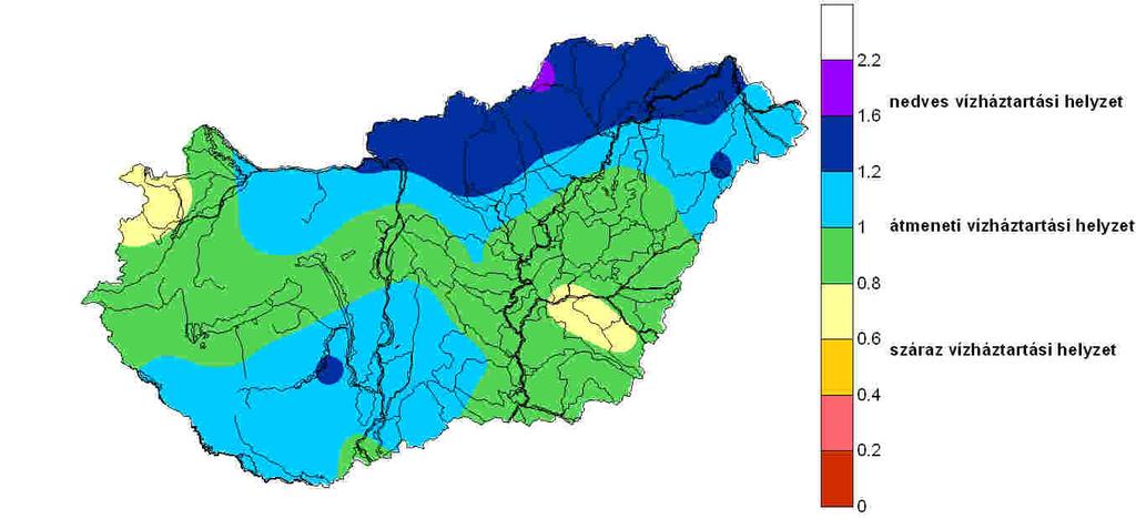 C-változat (átlagosnál csapadékosabb augusztusi idjárás esetén) Aszály-elrejelzés Az aszályindex elrejelzett értékei csak száraz augusztusi idjárás