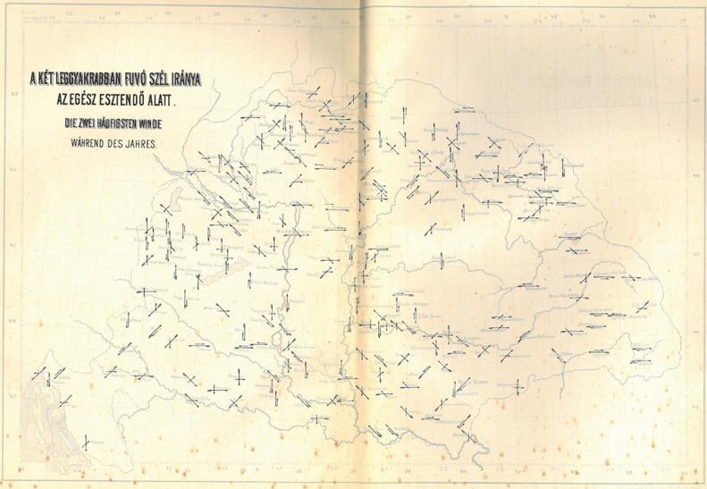 Szélenergiás tevékenységek az OMSZ-ban Szórványos kutatások, szélstatisztikák (10 m) 1894: