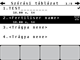 A QUANTRON-A kezelése 4 4.5.11 Szórási táblázat Ebben a menüben lehet a Szórási táblázatokat létrehozni és kezelni.