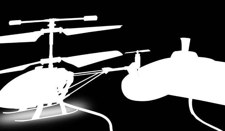 Durch das Bestätigen des Turboknopfes erhöht sich die Drehzahl des Heckrotors und das Modell fliegt schneller. 2. LED Über den Schalter am Sender können Sie das Licht am Modell ein- und ausschalten.