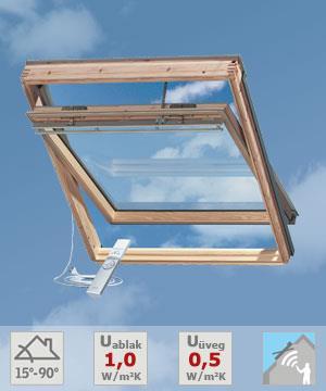 Intelligens ablak: Velux INTEGRA: Vezeték nélküli távműködtetés Programozható szellőztetés Beépített világítás