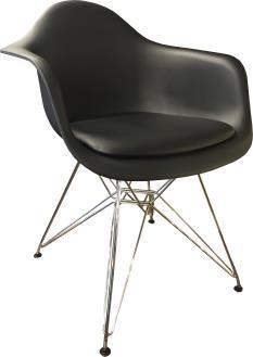DL MONZA BLACK CR Króm vázas szék fekete műanyag ülőhéjjal az ülőke