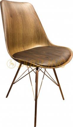 DL BOCK CHAIR Rosegold fémvázas, műanyag ülőkés design, éttermi vagy kávézó szék.