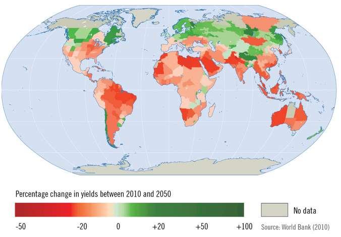 A klímaváltozás hatása a hozamokra (5 globális model és
