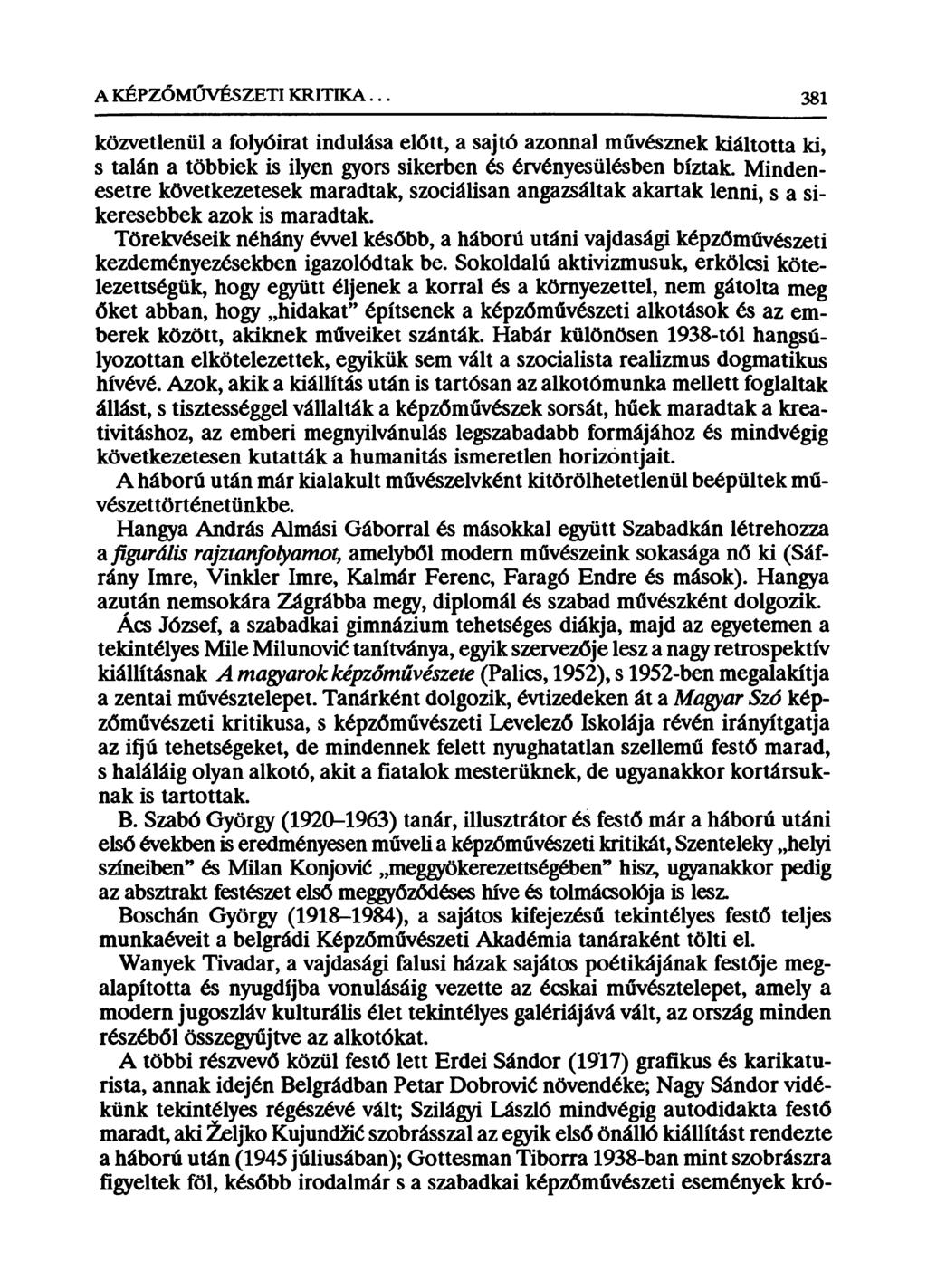 A KÉPZŐMŰVÉSZETI KRITIKA.
