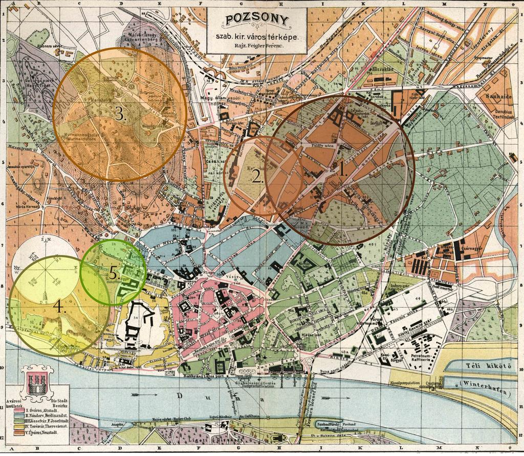 Schmelczer-Pohánka Éva Ábramellékletek 1. ábra Pozsony város térképe a tervezetek elhelyezési helyszíneivel 1.