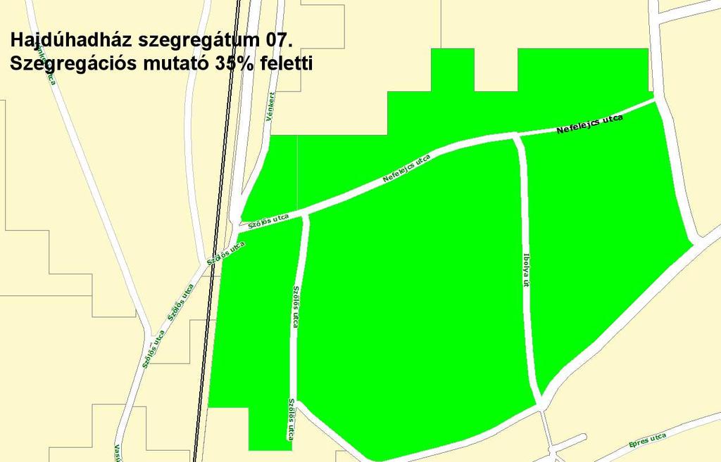 A 7. szegregátum Hajdúhadház újonnan kialakult szegregált területe. Lakónépessége 285 fő, ami Hajdúhadház népességének 2,26%-a. A szegregátum lakosainak 41,4%-a 0-14 év közötti fiatal.