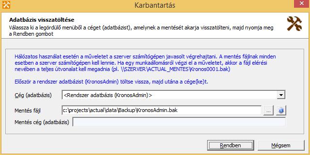 Adatbázis visszatöltése Rendszer adatbázis A mentések visszatöltéséhez tudni kell, hogyan vannak tárolva az adatok.