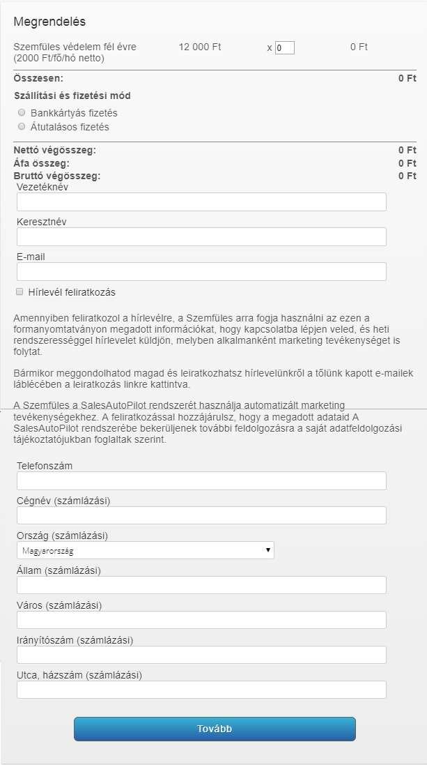 Tovább a vásárláshoz gomb megnyomásával, a