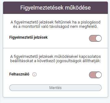 2.1.3 Figyelmeztetések működése 72. ábra Figyelmeztető jelzések jelennek meg a számítógép monitor felületén, ha a pislogás és a monitortól való távolsága a felhasználónak nem megfelelő.