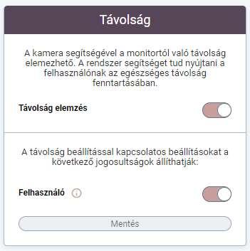 2.2.2 Távolság 75. ábra A kamera segítségével a monitortól való távolság elemezhető. A rendszer segítséget tud nyújtani a felhasználónak az egészséges távolság fenntartásában.