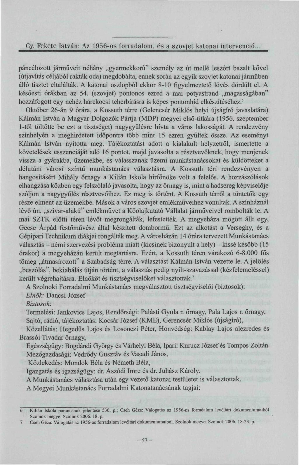 Gy. Fekete István: Az 1956-os forradalom, és a szovjet katonai intervenció.