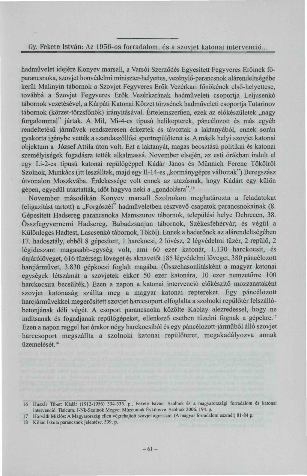 Gy. Fekete István: Az 1956-os forradalom, és a szovjet katonai intervenció.