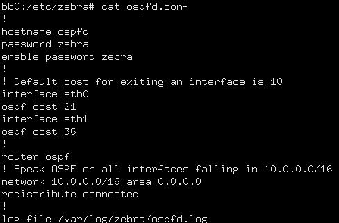 OSPF lab#1 topológia quagga teszt, pl.