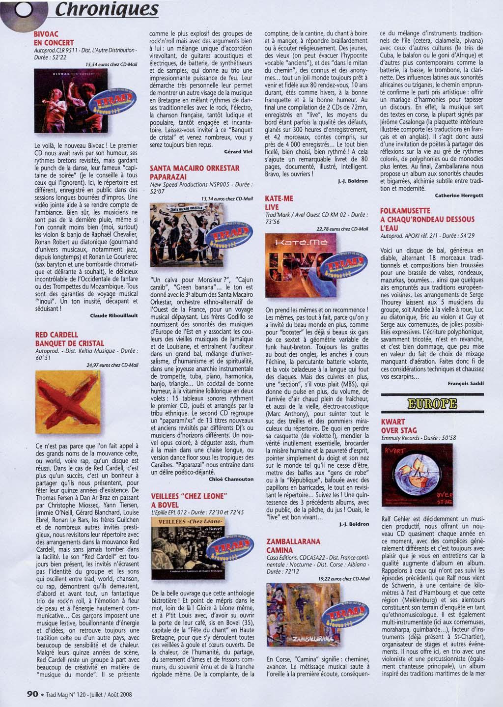 Trad magazine ZAMBALLARANA Juillet 2008 ZAMBALLARANA -