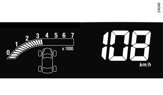KIJELZŐEGYSÉG: kijelzők 1 2 Fordulatszámmérő 1 (beosztás 1 000) Sebességmérő 2 Km/h.