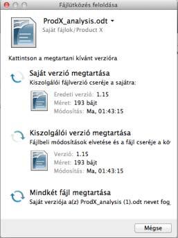 FÜGGŐBEN LEVŐ MŰVELETEK ÉRTELMEZÉSE A rendszer használata során az alábbi ikonokkal jelölt szinkronizálási problémák merülhetnek fel: Mindkét fájl megtartása: Ebben az esetben a Filrkiszolgálón lévő