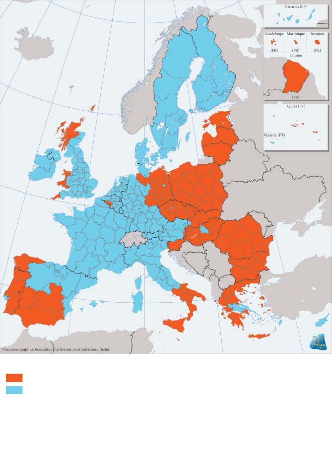 Az ESZA támogatásának eltérő szintjei Európai Szociális Alap (ESZA), 2007 2013 az