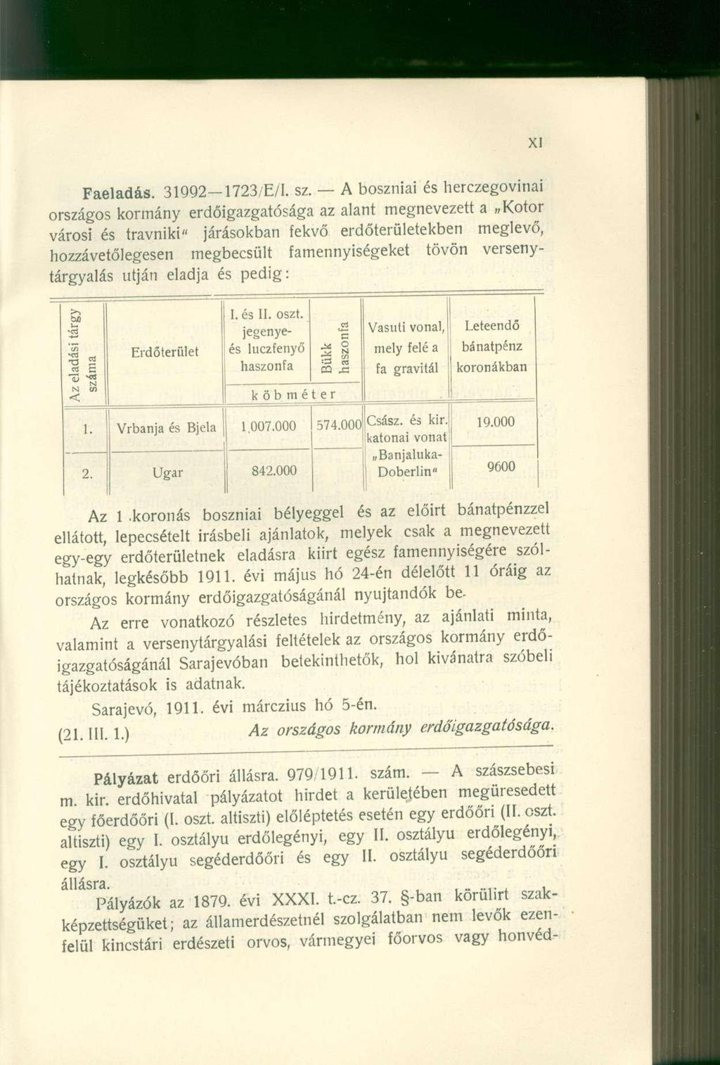 Faeladás. 31992 1723/E/I. sz.