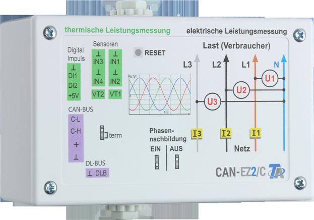 Szabadon programozható CAN-Energiaszámláló CAN-EZ2/C / CAN-EZ2/E CAN-EZ2/C A CAN-energiaszámláló elektromos és thermikus energiaáramlást érzékel és a CAN-BUS-ra továbbítja a mért adatokat.