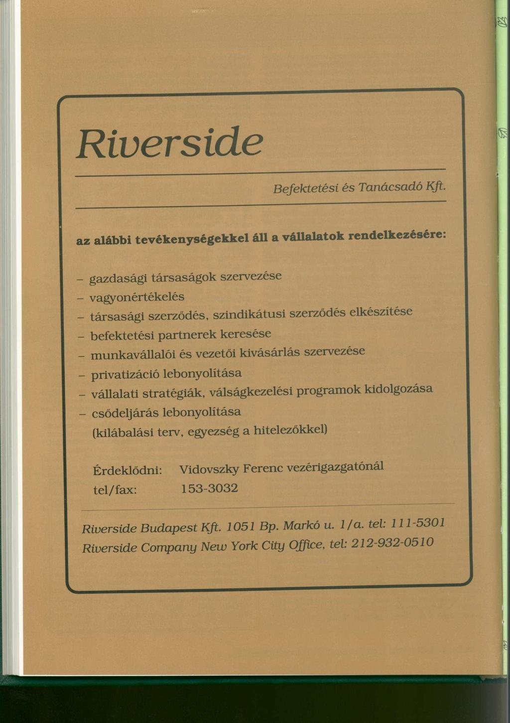 Riverside Befektetési és Tanácsadó Kft.