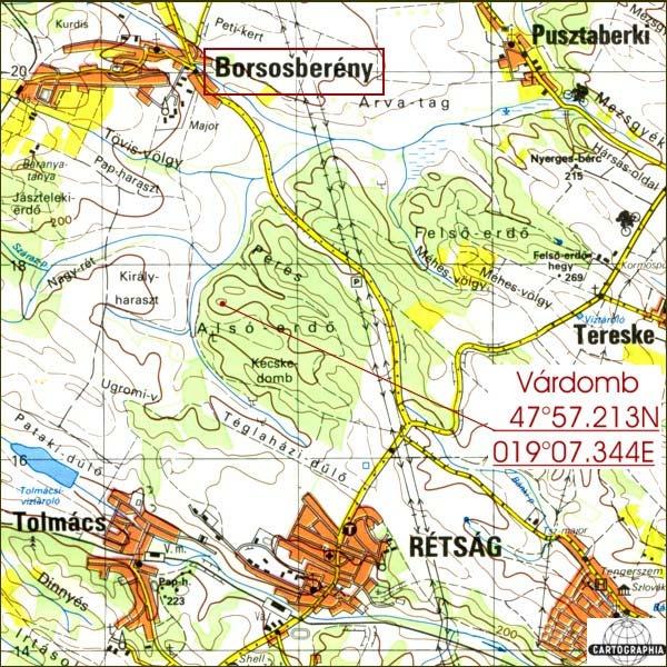 Borsosberény Várdomb Borsosberény községtől DK-re, 1 km-re nagyobb, összefüggő erdővel borított, magaslat kezdődik, melyet nyugatról a Száraz-patak széles völgye határol.