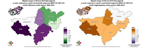 A járások vizsgálatakor az látszott, hogy a rétsági járás női halálozás tekintetében az országos átlaggal kb. megegyezik. A megbetegedésszám kedvezőbb, mint az országos.