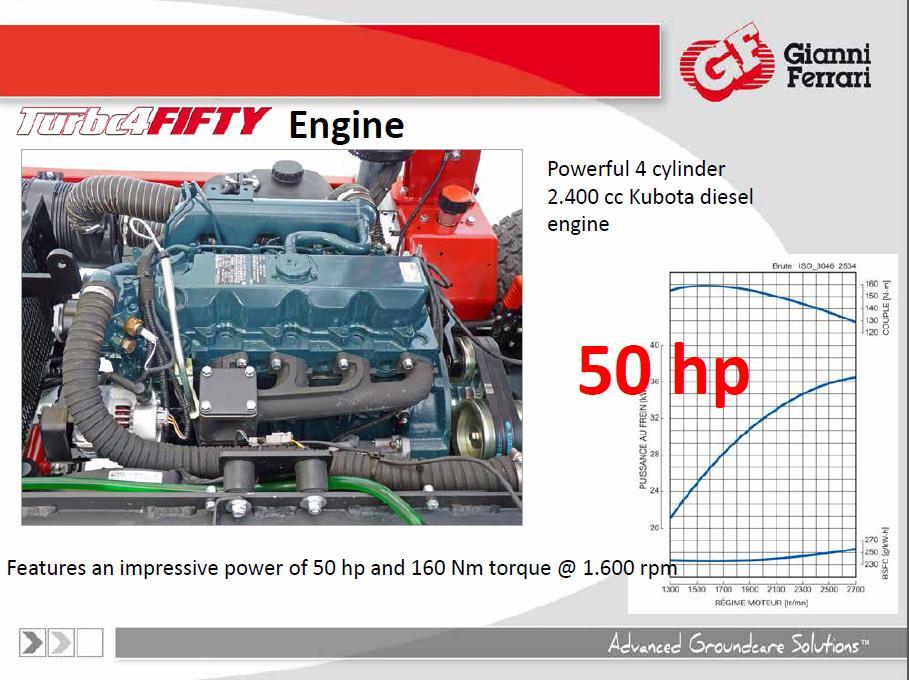 MOTOR Nagyteljesítményű, négyhengeres, 2400 cm3-es Kubota dízelmotor