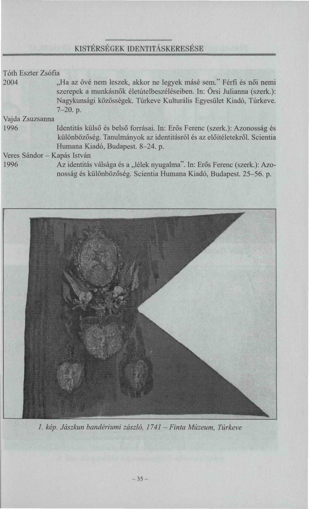 Tóth Eszter Zsófia 2004 Ha az övé nem leszek, akkor ne legyek másé sem." Férfi és női nemi szerepek a munkásnők életútelbeszéléseiben. In: Őrsi Julianna (szerk.): Nagykunsági közösségek.