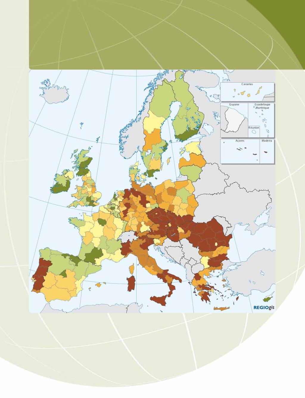 Térképek A felsőfokú végzettséggel rendelkező 30-34 évesek aránya az Európai Unióban, a 2007-10-es időszakban % of population aged 30-34 < 20 35-40 20-25 25-30 40-45 > 45 30-35 EuroGeographics