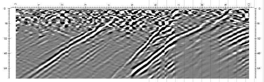 Processed GPR section of Borehole Bf 11, base measurement, direction: up 12. ábra.